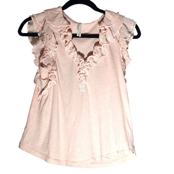 Anthropologie Ruffle Tank Top Blush Pink Small Cottagecore, Feminine, Soft Girl - Picture 2 of 6